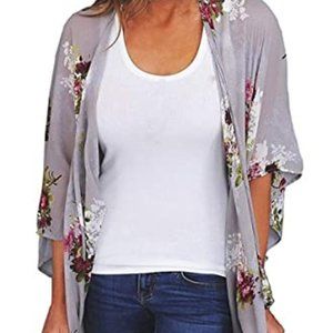 Floral Chiffon Kimono Cardigan Loose Beach Cover
